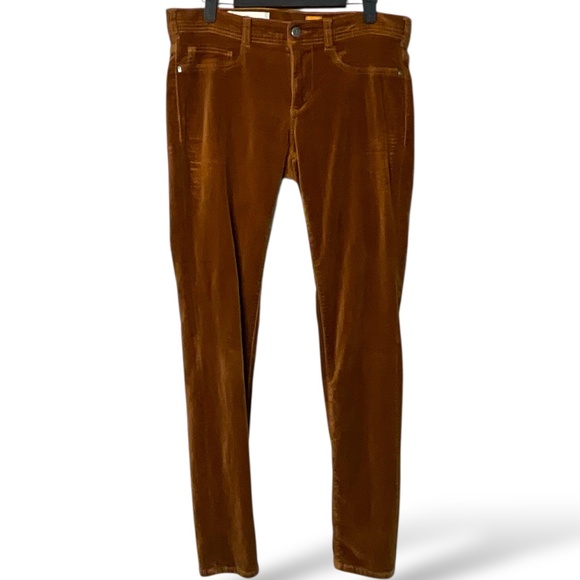 ANTHROPOLOGIE Pilcro Cotton Cognac Velvet 5 Pocket Skinny Jeans Low Rise Sz 28 - Picture 1 of 11